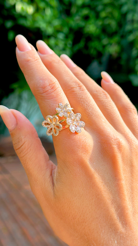 ANEL ZIRCONIA BRANCA FLORES CRAVEJADAS 3 EM 1 SP 143880