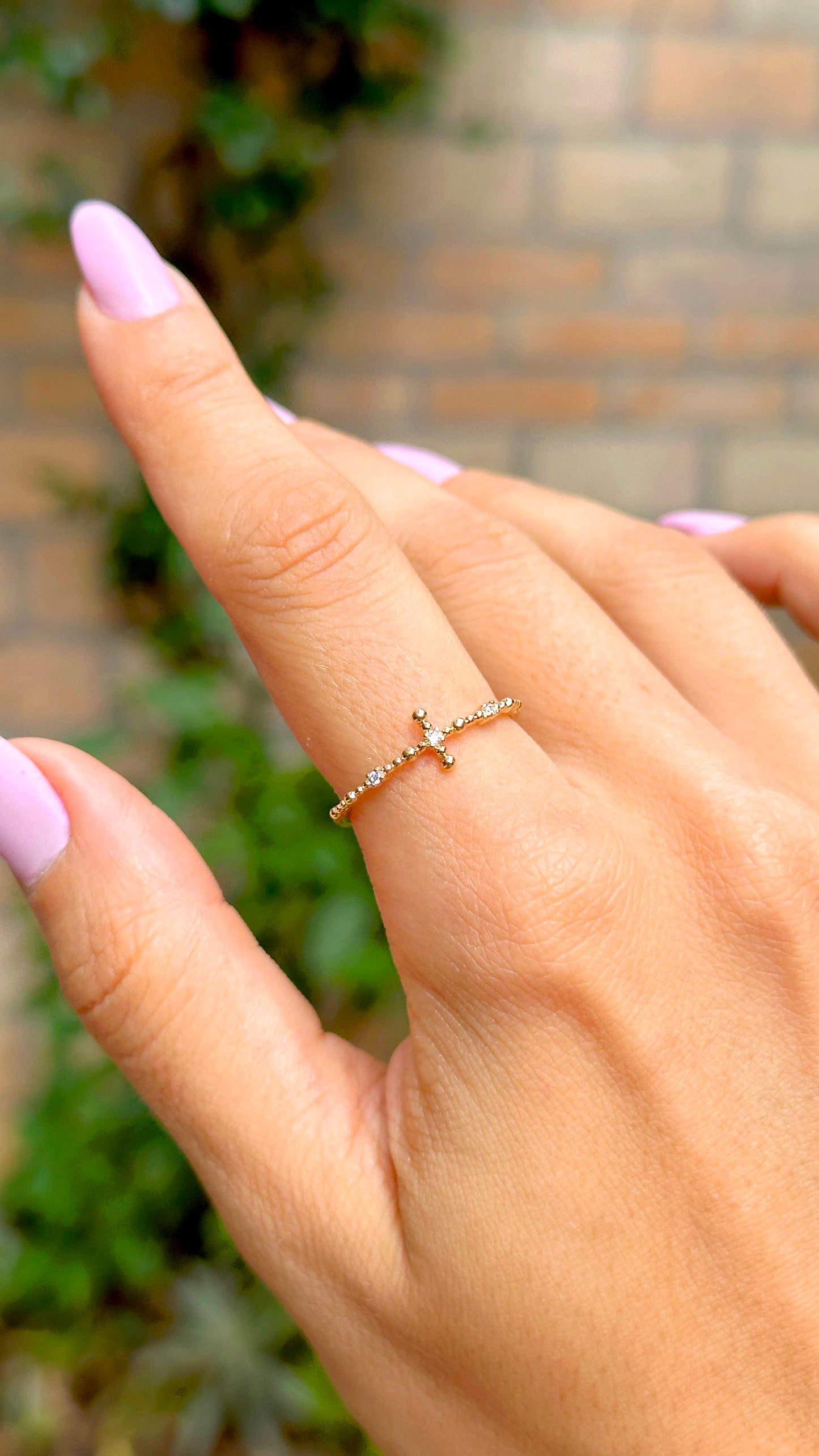 ANEL ZIRCONIA CRUZ CRAVEJADA COM BOLINHAS 20 SP143562